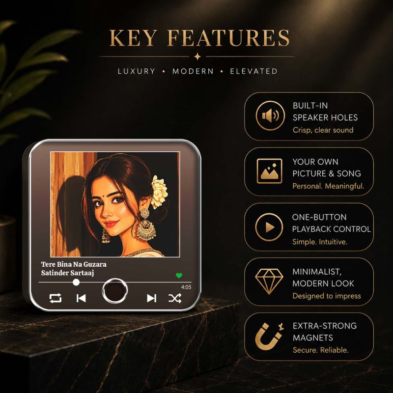 Birthday Gift for Wife Personalized Musical Fridge Magnet | Music Player Refrigerator Magnet Rechargeable Sound Magnet 1st for Wife